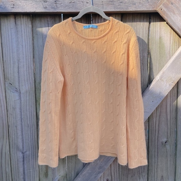 House of Cashmere Scotland Made Cable Knit 100% Pure Cashmere Crew Neck Sweater - Picture 1 of 7